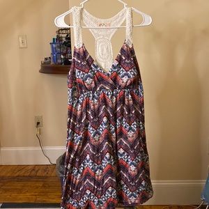 Crocheted back, tank top dress
